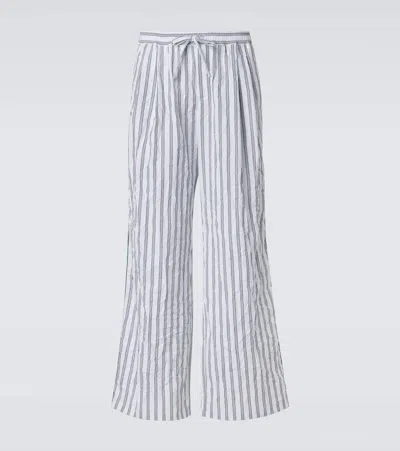 Dolce & Gabbana Striped Wide-leg Pants In White