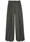 Dolce & Gabbana Striped Wide-leg Wool-blend Trousers In Gray