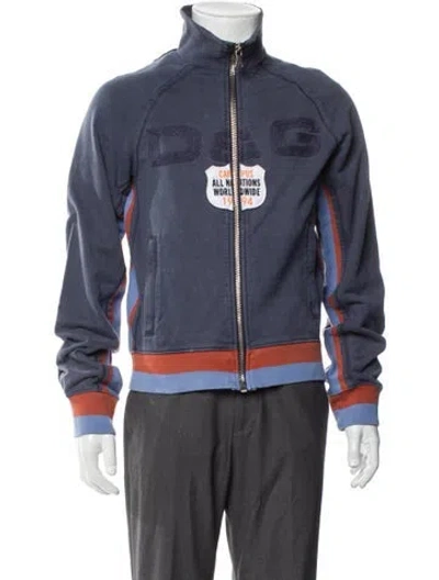 Pre-owned Dolce & Gabbana Striped Windbreaker In Blue
