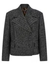 Dolce & Gabbana Striped Wool Blazer In Gray