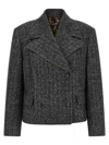 Dolce & Gabbana Striped Double-breasted Jacket In Gray
