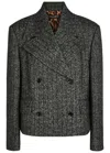 Dolce & Gabbana Pinstriped Wool-blend Double-breasted Jacket In Black