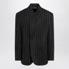 Dolce & Gabbana Pinstripe Wool Blend Single Breasted Coat In Black