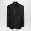 Dolce & Gabbana Pinstripe Wool Blend Single Breasted Coat In Black