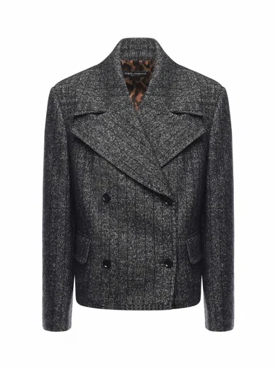 DOLCE & GABBANA STRIPED WOOL CROPPED JACKET