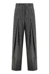 Dolce & Gabbana Striped Wool Pants In Gray