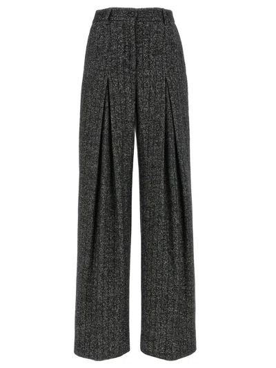 Dolce & Gabbana Striped Wool Pants White/black