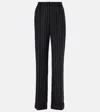 Dolce & Gabbana Striped Wool Straight Pants In Black