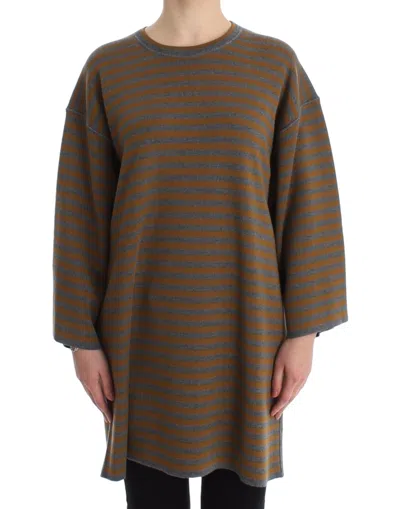 Dolce & Gabbana Striped Wool Sweater In Brown