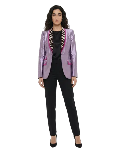 Dolce & Gabbana Striped-trim Mohair-wool Blazer In Purple