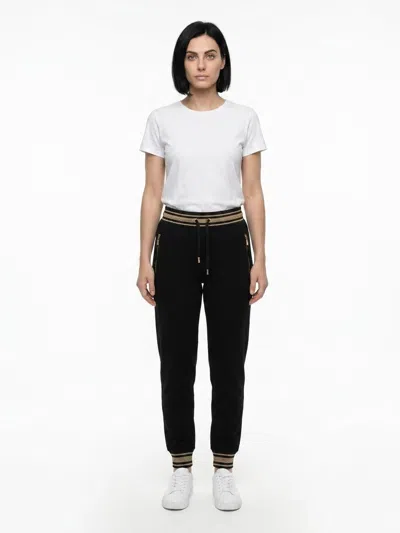 Dolce & Gabbana Striped-waistband Cotton Joggers In Black