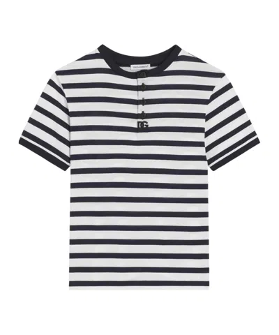 Dolce & Gabbana Kids' Stripped Jersey Serafino In Multi