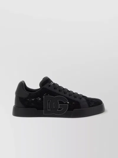 Dolce & Gabbana 'strobel Lace Overlay Round Toe Sneakers'