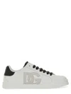 Dolce & Gabbana White And Black Leather Sneakers In White
