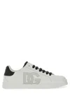 Dolce & Gabbana White And Black Leather Sneakers In White