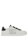 Dolce & Gabbana White And Black Leather Sneakers In White