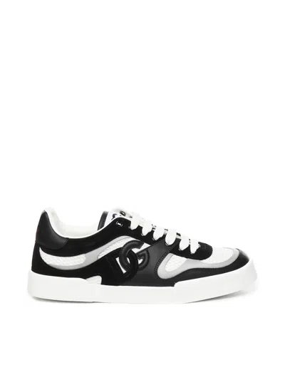 DOLCE & GABBANA DOLCE & GABBANA STROBEL PORTOFINO CALFSKIN WHITE BLACK SNEAKERS