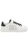 Dolce & Gabbana White And Black Leather Sneakers In White