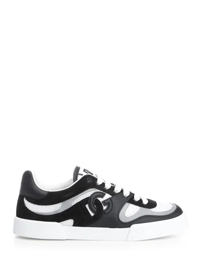 Dolce & Gabbana White And Black Portofino Light Sneakers