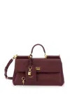 Dolce & Gabbana Bordeaux Handbag With Key And Padlock Detail And Adjustable And Removable Shoulder Strap In Leather In Black