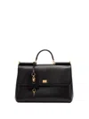 Dolce & Gabbana Structured Calf Leather Handbag In Black