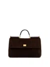 Dolce & Gabbana Structured Calf Leather Handbag With Detachable Strap In Brown