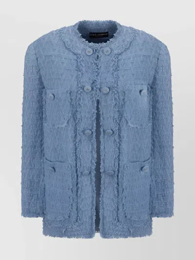 Dolce & Gabbana Structured Jacket With Frayed Hem And Button Detailing
