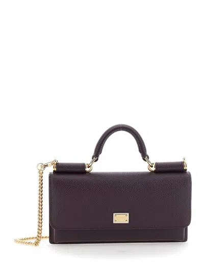 Dolce & Gabbana Structured Phone Bag With Textured Finish In Black