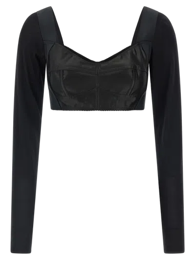 Dolce & Gabbana Structured Satin Bustier Bodysuit In Black
