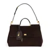 Dolce & Gabbana Sicily Soft Suede Shoulder Bag In Brown