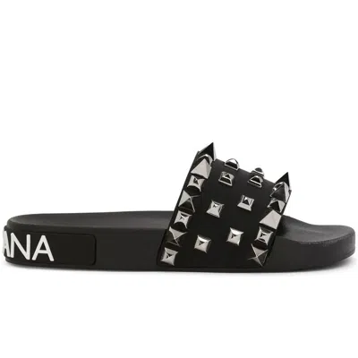 Dolce & Gabbana Studded Elegance Slipper Sandals In Multi