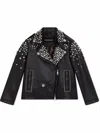 Dolce & Gabbana Studded Lambskin Biker Jacket In Black