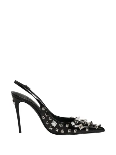 Dolce & Gabbana Studded Leather Slingback Stiletto Heel Pumps In Black