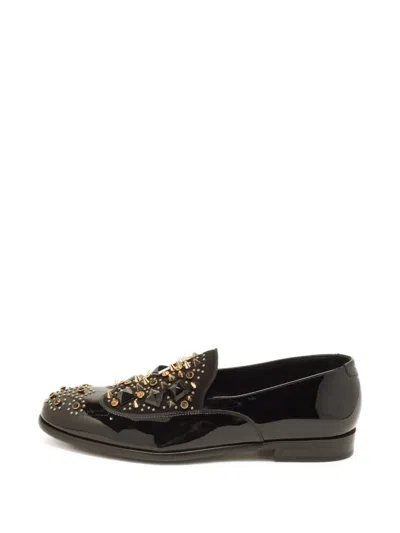 Pre-owned Dolce & Gabbana Studded Patent Leather Loafers In Black