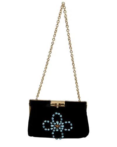 Dolce & Gabbana Studded Velvet Crossbody In Black
