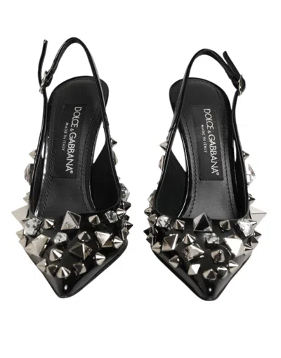 Dolce & Gabbana Stud-embellished Pointed-toe Slingback Heel In Black