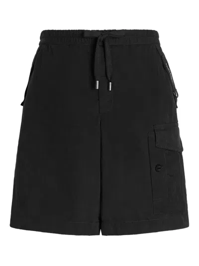 Dolce & Gabbana Stylish Cargo Shorts With Drawstring Waistband - Size 48 In Black