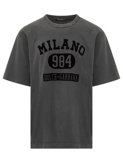 Dolce & Gabbana Stylish Graphic T-shirt With Stampaint Mitheno In Gray