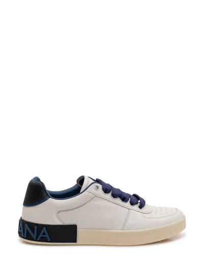 Dolce & Gabbana Stylish Low-top Sneakers In Bianco/denim