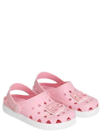 Dolce & Gabbana Stylish Mini Sandals With Logo For Kids In Pink