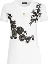 Dolce & Gabbana Jersey T-shirt With Dg Logo Pin And Lace Details In White
