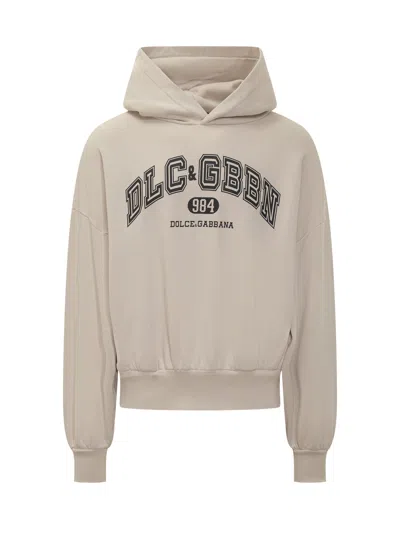 Dolce & Gabbana Stylish Sweatshirt With Hood And Logo Print In Neutral