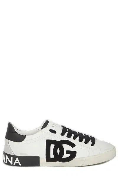 Dolce & Gabbana Stylish White Leather Sneakers For Men