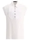 DOLCE & GABBANA STYLISH WHITE POLO SHIRT WITH TUX FRONT FOR WOMEN