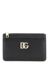 DOLCE & GABBANA STYLISH WOMEN'S BLACK LEATHER CARDHOLDER WITH ZIPPER FROM SS24 COLLECTION