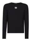 Dolce & Gabbana Logo-embroidered Virgin Wool Jumper In Blue