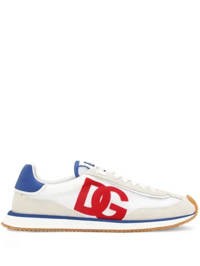 DOLCE & GABBANA SUEDE AND MESH DG CUSHION SNEAKERS