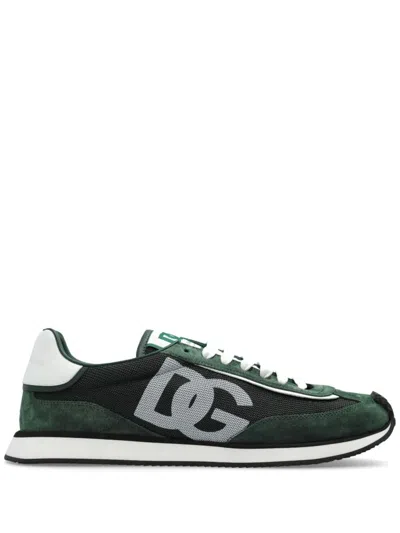 Dolce & Gabbana Suede And Mesh Dg Cushion Sneakers Shoes In Multicolor