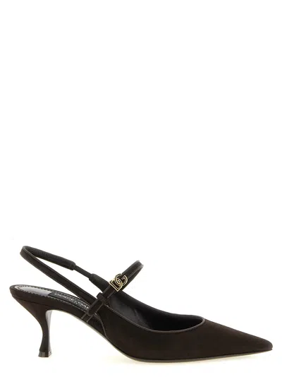 Dolce & Gabbana Suede And Nappa Leather Slingback Heel In Black