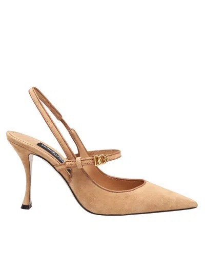 Dolce & Gabbana Suede And Nappa Slingbacks In Brown